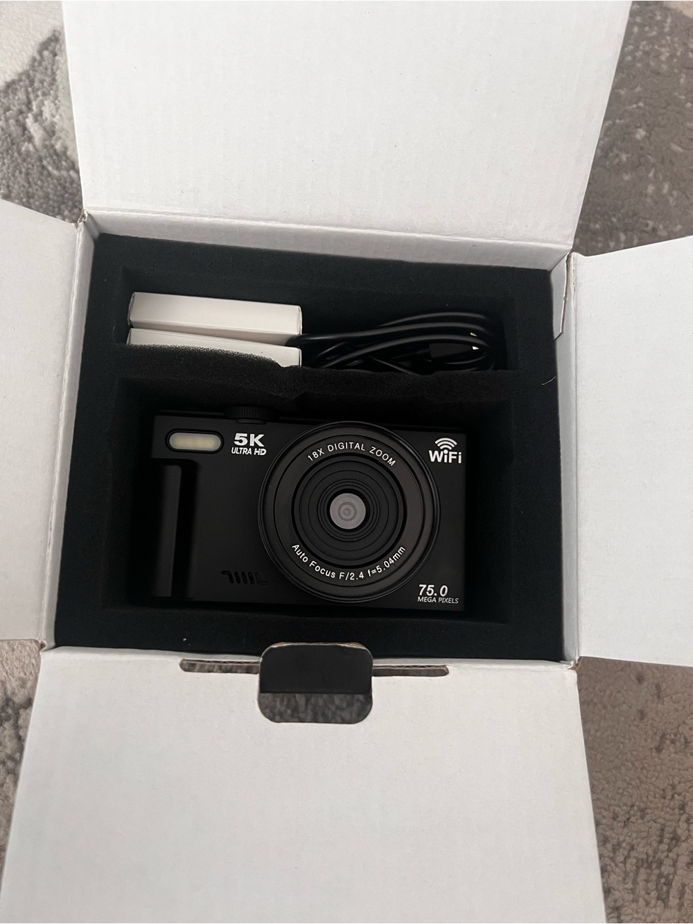 Black WiFi 5K Ultra HD Digital Camera with 18x Zoom